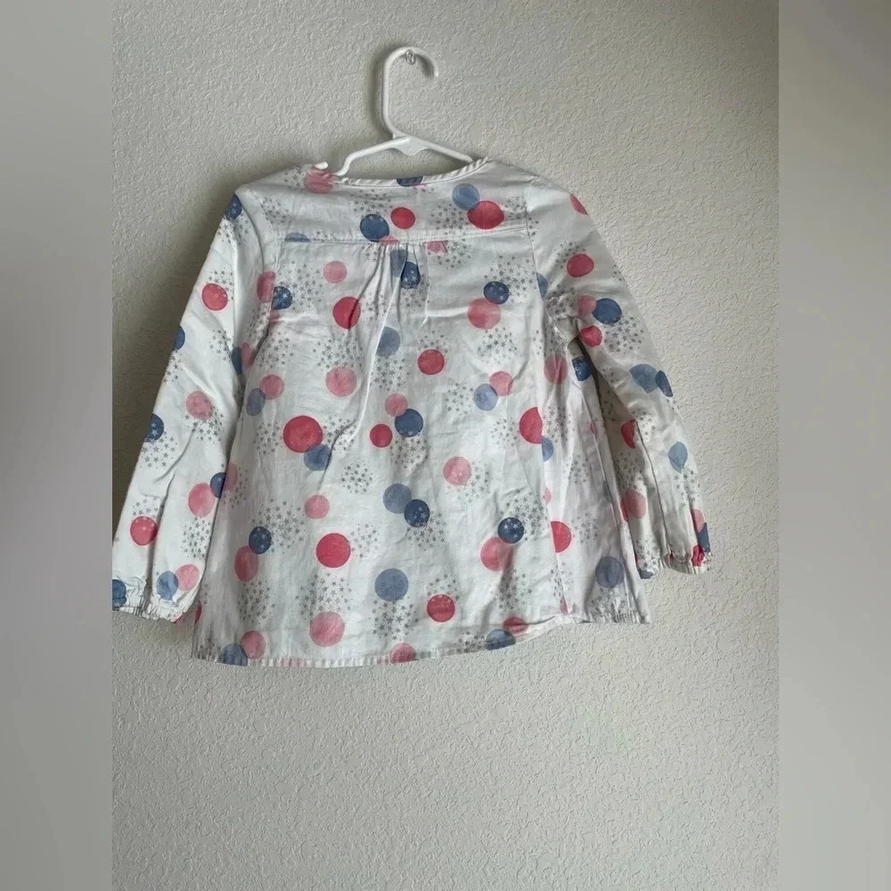 Gymboree toddler girls long sleeve lined woven bubbles with stars shirt size 4